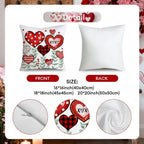 Decorative Pillow Covers Valentine Heart Print Set of 4