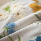 Decorative Pillow Embroidered Botanical Linen Cover 18x18 Inches