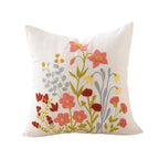 Decorative Pillow Embroidered Botanical Linen Cover 18x18 Inches