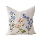 Decorative Pillow Embroidered Botanical Linen Cover 18x18 Inches