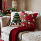 Decorative Pillow Embroidered Reindeer Concealed Zipper 18x18in