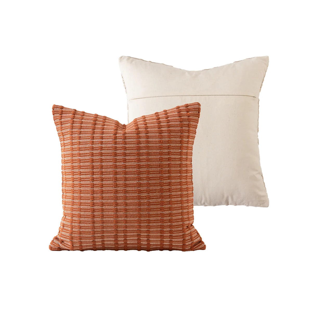 Decorative Pillow Handwoven Relief Texture Cotton Blend Hidden Zipper