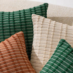 Decorative Pillow Handwoven Relief Texture Cotton Blend Hidden Zipper