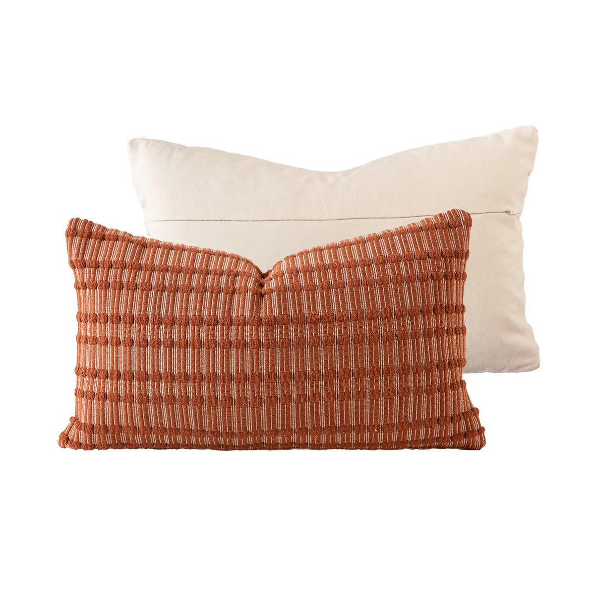 Decorative Pillow Handwoven Relief Texture Cotton Blend Hidden Zipper