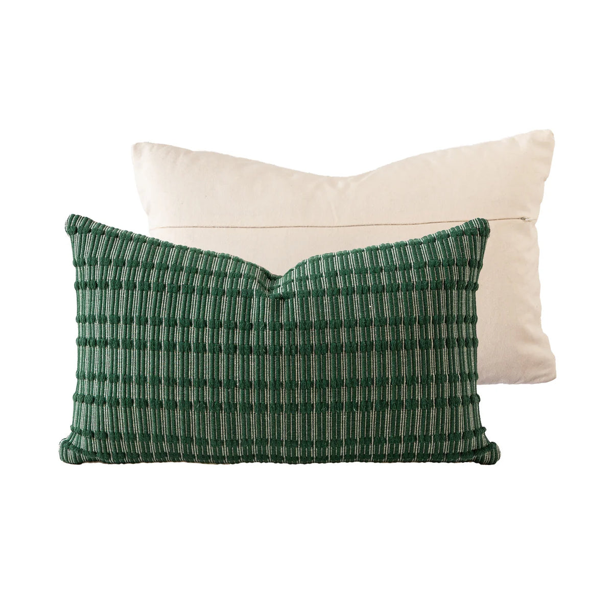 Decorative Pillow Handwoven Relief Texture Cotton Blend Hidden Zipper