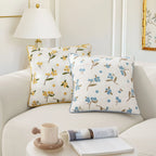 Decorative Pillow Linen Blend Floral Embroidery Piped Edge