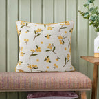 Decorative Pillow Linen Blend Floral Embroidery Piped Edge