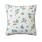 Decorative Pillow Linen Blend Floral Embroidery Piped Edge