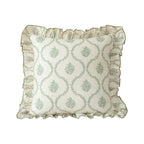 Decorative Pillow Linen-Look Floral Ruffled Edge Removable Cover