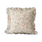 Decorative Pillow Linen-Look Floral Ruffled Edge Removable Cover