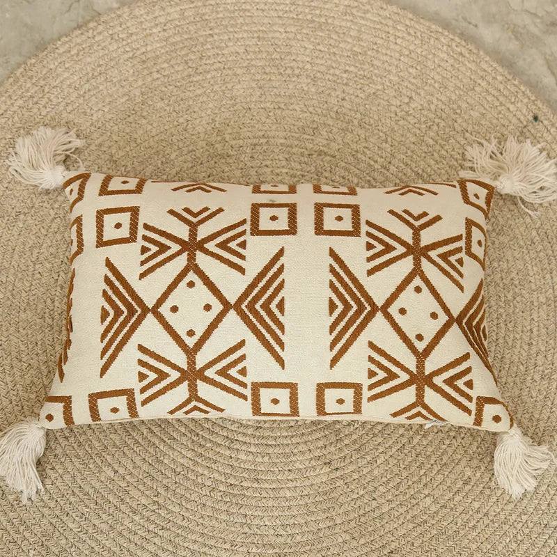 Decorative Pillow Nordic Embroidered Cotton Cover & Fiber Fill