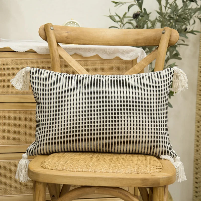 Decorative Pillow Nordic Embroidered Cotton Cover & Fiber Fill