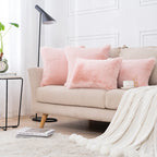 Decorative Pillow Set Plush Faux Fur Square & Lumbar