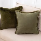 Decorative Pillow Set Plush Faux Fur Square & Lumbar