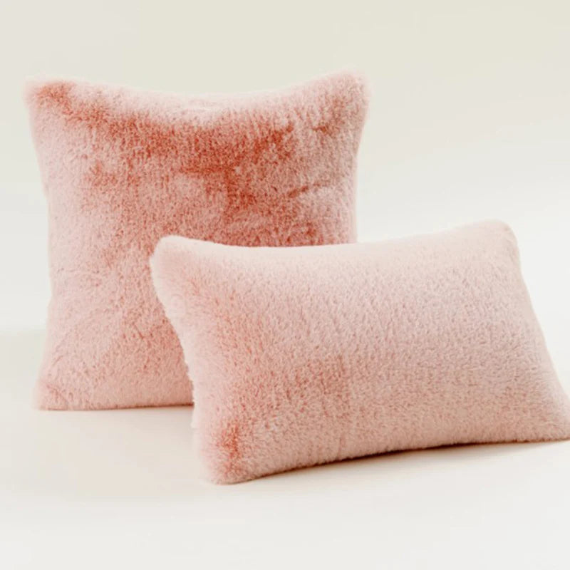 Decorative Pillow Set Plush Faux Fur Square & Lumbar