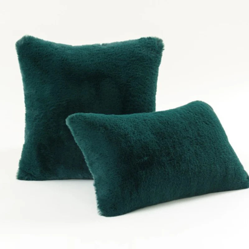 Decorative Pillow Set Plush Faux Fur Square & Lumbar
