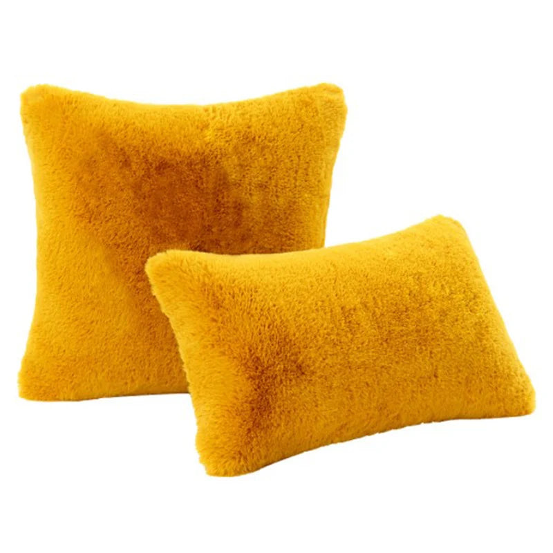 Decorative Pillow Set Plush Faux Fur Square & Lumbar