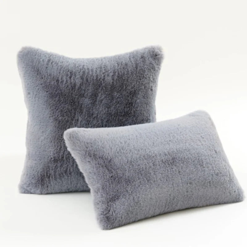 Decorative Pillow Set Plush Faux Fur Square & Lumbar