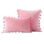 Decorative Pillow Set Velvet Tassel Trim With Inserts