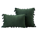 Decorative Pillow Set Velvet Tassel Trim With Inserts