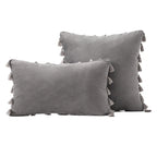 Decorative Pillow Set Velvet Tassel Trim With Inserts