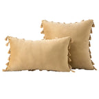 Decorative Pillow Set Velvet Tassel Trim With Inserts