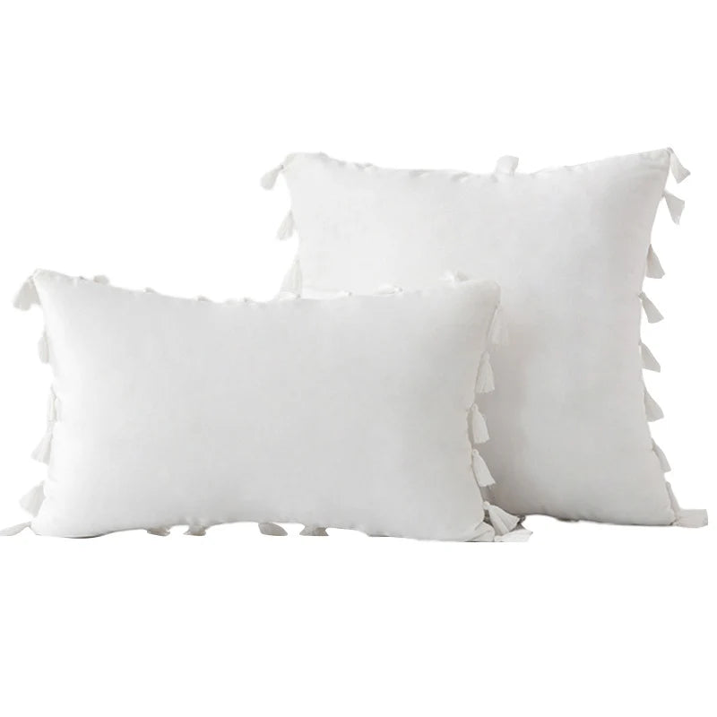 Decorative Pillow Set Velvet Tassel Trim With Inserts