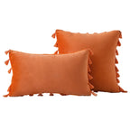 Decorative Pillow Set Velvet Tassel Trim With Inserts