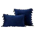 Decorative Pillow Set Velvet Tassel Trim With Inserts