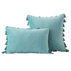Decorative Pillow Set Velvet Tassel Trim With Inserts