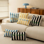 Decorative Pillow Striped Bouclé Embroidered Plush Filling