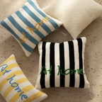 Decorative Pillow Striped Bouclé Embroidered Plush Filling