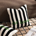 Decorative Pillow Striped Bouclé Embroidered Plush Filling