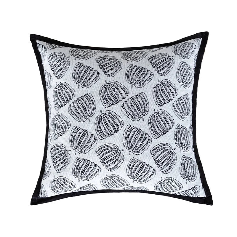 Decorative Pillow Woven Pumpkin & Velvet Trim