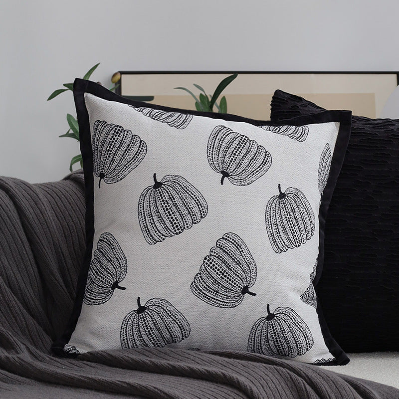 Decorative Pillow Woven Pumpkin & Velvet Trim
