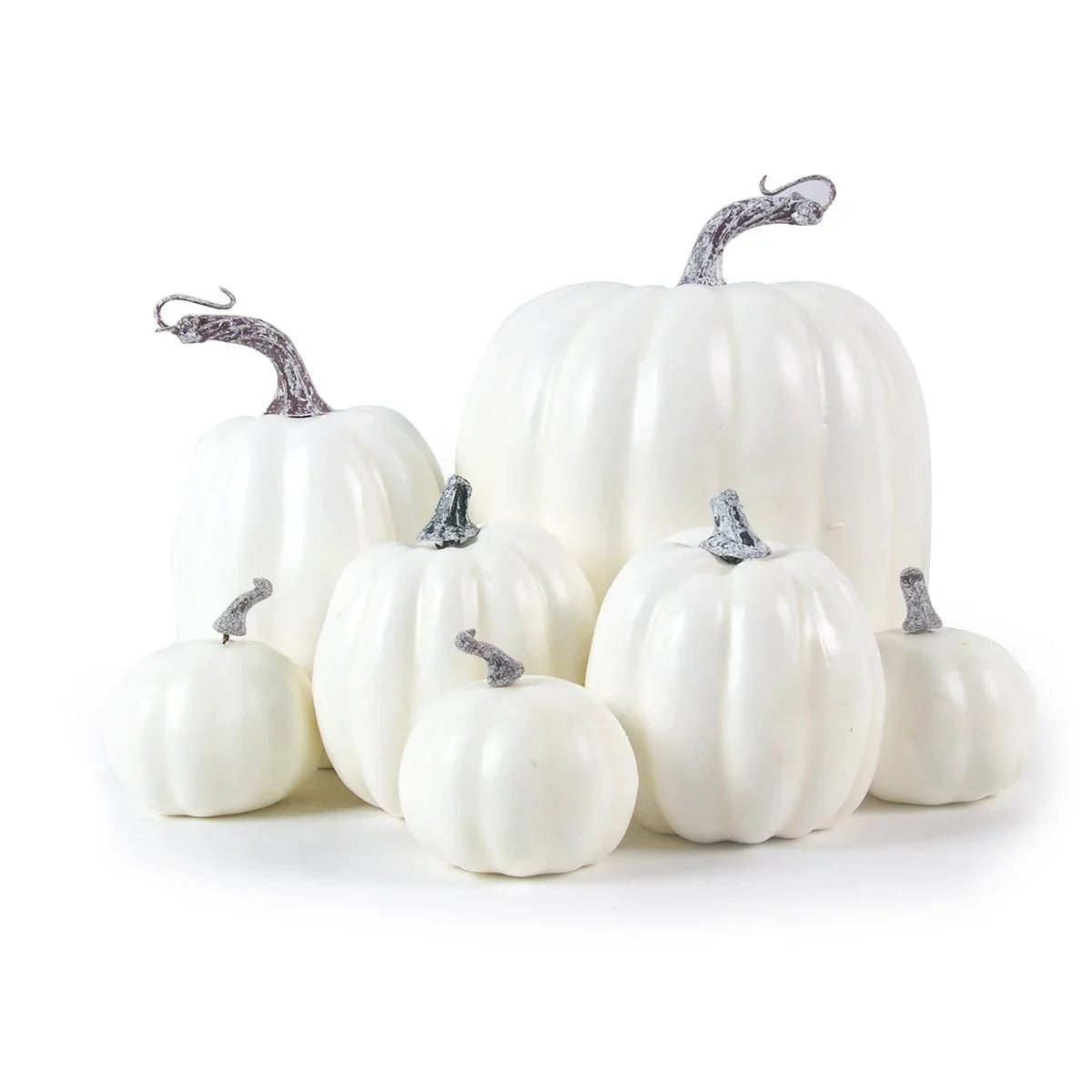 Decorative Pumpkins Set of 7 Realistic Ribbed Foam