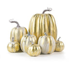 Decorative Pumpkins Set of 7 Realistic Ribbed Foam