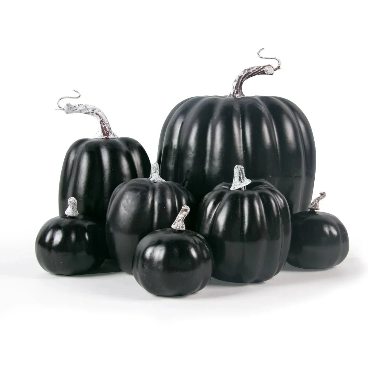 Decorative Pumpkins Set of 7 Realistic Ribbed Foam