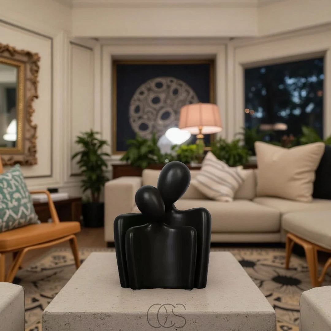 Decorative Sculpture Embracing Figures Ceramic Matte Finish