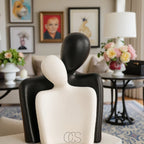 Decorative Sculpture Embracing Figures Ceramic Matte Finish