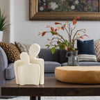 Decorative Sculpture Embracing Figures Ceramic Matte Finish
