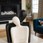Decorative Sculpture Embracing Figures Ceramic Matte Finish