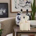 Decorative Sculpture Embracing Figures Ceramic Matte Finish