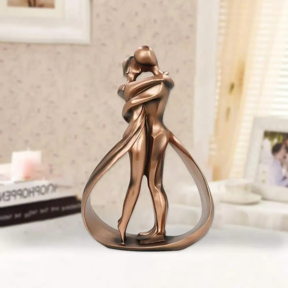 Decorative Sculpture Embracing Figures Resin Bronze Finish