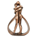 Decorative Sculpture Embracing Figures Resin Bronze Finish