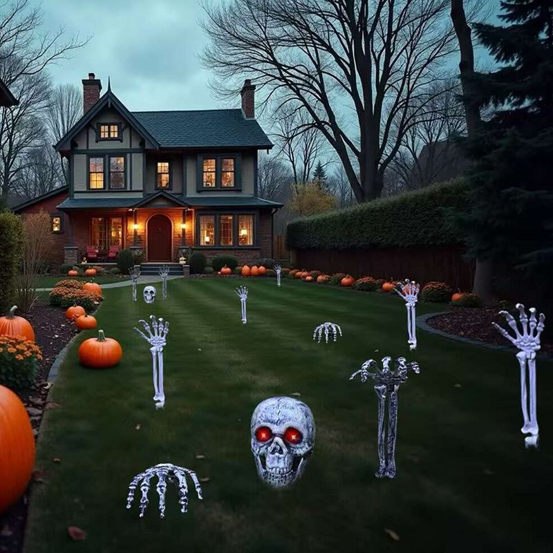 Decorative Skeleton Glowing Red Eyes Durable Plastic
