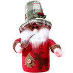 Decorative Snowman Figure Tabletop Heart Pattern & Striped Scarf