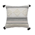 Decorative Throw Pillow Textured Woven Cotton Pom-Pom Removable Cover
