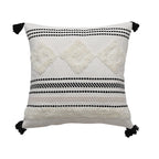 Decorative Throw Pillow Textured Woven Cotton Pom-Pom Removable Cover