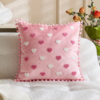 Decorative Throw Pillow Tufted Chenille Tassels Removable Cover